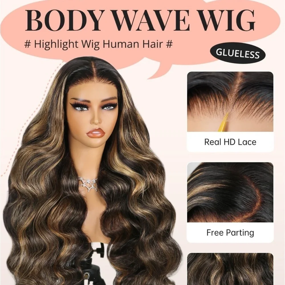 Blooming Hair 24” Pre Plucked Balayage Lace Front Human Hair Bleach…